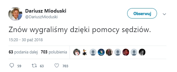 Tweet Mioduskiego po awansie Legii... :D